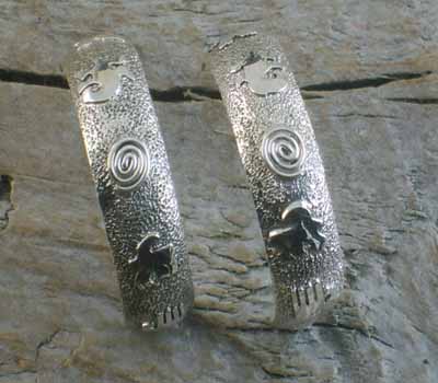 Silver Petroglyph Hoop Earrings